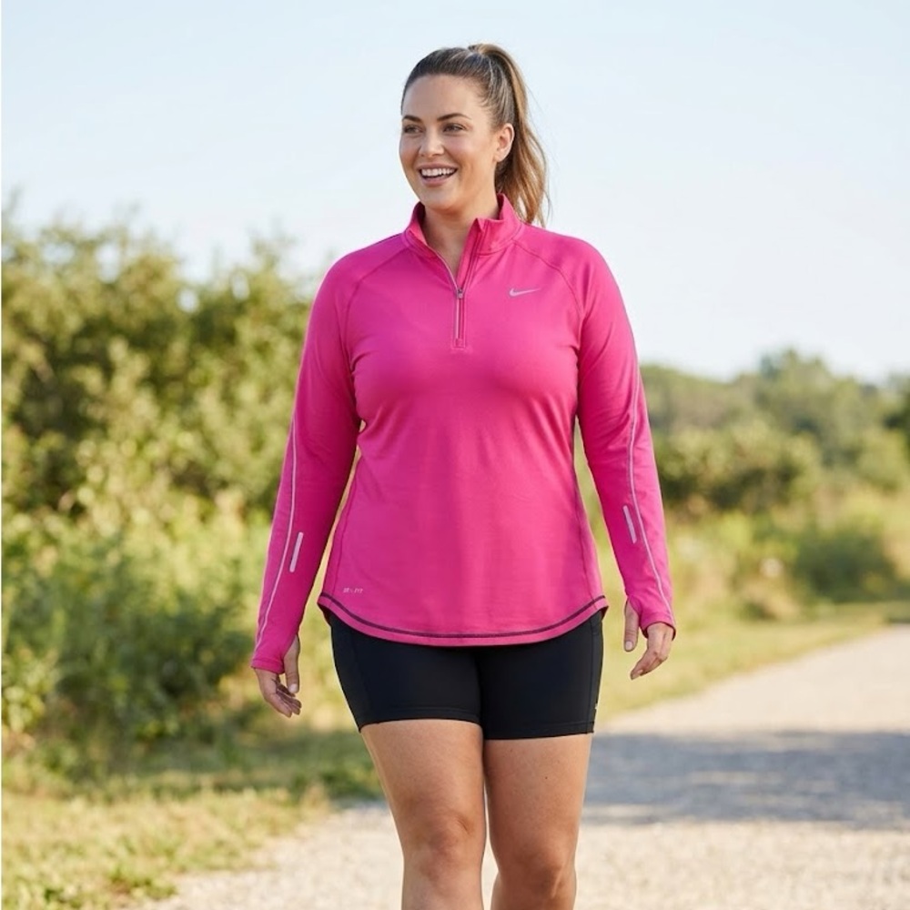 Nike Women's Pink Quarter-Zip Running Top